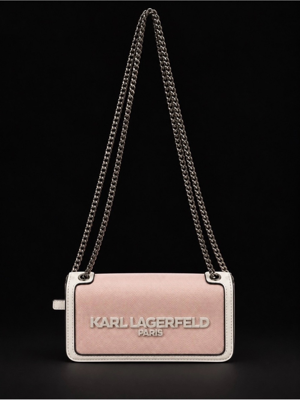 Karl Lagerfeld Pink and White Chain Crossbody Bag